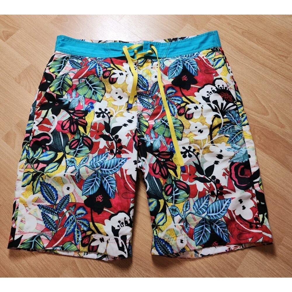 Robert Graham 9" Barbarito Tropical Woven Swim Trunks Boardshorts Men's Size 34